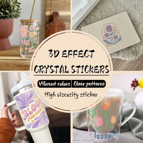 24pcs Boho Floral UV DTF Cup Wrap,UV DTF Cup Wraps for 16 oz,Glasses,Tables,Chairs,Computers,High Viscosity UV DTF Transfer Paper in Saudi Arabia