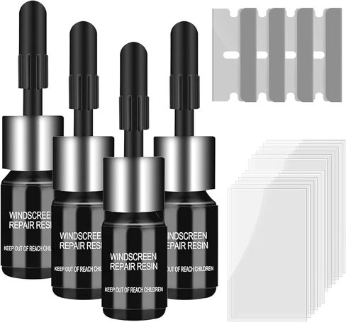 Car Windscreen Repair Kit (4pcs), Windscreen Chip Repair Crack Gone Repair Kit, Automotive Windshield Tool for Fix Chips, Nano Glass Repair Fluid, Star Shaped Crack in Saudi Arabia