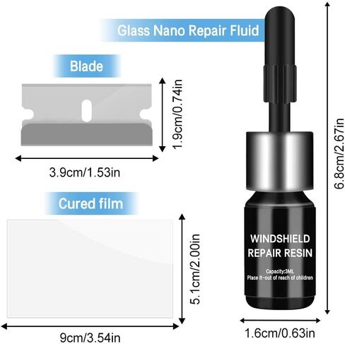 Car Windscreen Repair Kit (4pcs), Windscreen Chip Repair Crack Gone Repair Kit, Automotive Windshield Tool for Fix Chips, Nano Glass Repair Fluid, Star Shaped Crack in Saudi Arabia
