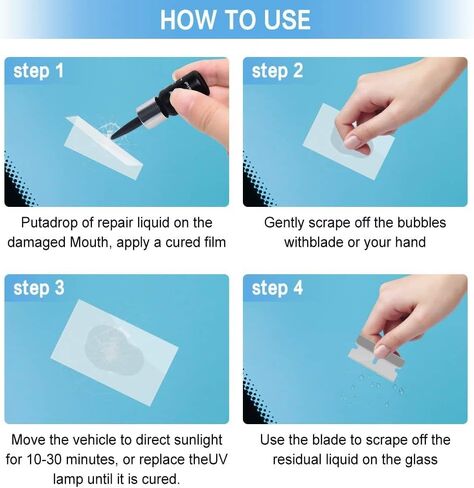 Car Windscreen Repair Kit (4pcs), Windscreen Chip Repair Crack Gone Repair Kit, Automotive Windshield Tool for Fix Chips, Nano Glass Repair Fluid, Star Shaped Crack in Saudi Arabia