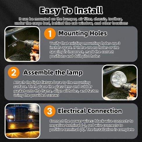 قطعتان من أضواء البطيخ ذات العدسات الزجاجية الشفافة، مصابيح إشارة الانعطاف الجانبية LED الكهرمانية 12 فولت مع إطار من الفولاذ المقاوم للصدأ، وضعان للإضاءة (ثابت + وامض) لشاحنات Kenworth Peterbilt Freightliner شبه in Kuwait