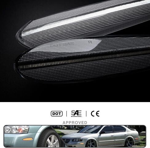 4 قطعة مصابيح LED كاملة باللون الكهرمان/الأحمر الأمامي/الخلفي لـ Ni.ssan Maxima 2000 2001 2002 2003 مؤشر بدوره مصباح الإشارة استبدال OEM مصباح التحديد الجانبي عدسة شفافة in Kuwait
