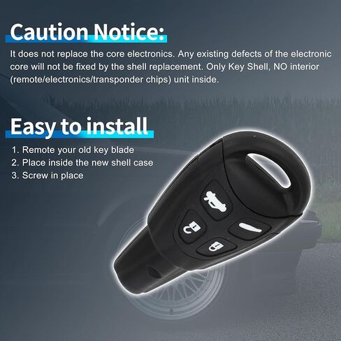 Key Shell Case for SAAB 93 2007-2012 Estate and Saloon Keyless Entry Remote Key Fob Replacement Case 4 Buttons in Saudi Arabia