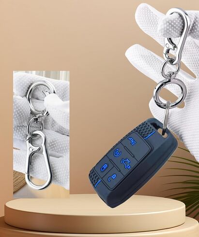 2Pcs Silicone Smart Key Fob Cover for 2024 2023 2022 2021-2019 RAM 2500 3500 4500 5500 5 Buttons (Black with Red/Blue, 5 Buttons-A) in Saudi Arabia