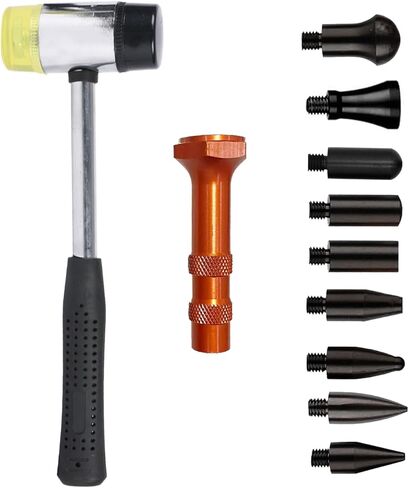 10Pcs Dent Repair Kit – Paintless Dent Removal Tools PDR with Rubber Hammer & 9 Heads, for High Spots After Dent Pulling, Car Body, High Spots, Hail Damage, DIY Auto Professional Tap-Down Tool in Saudi Arabia