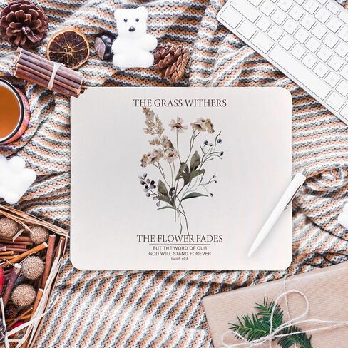 Boho Floral Christian Mouse Pad, Isaiah 40:8 Bible Verse Mouse Pads Mousepad for Home Office Dorm Laptop Computer Desk Accessories Supplies, Christian Gifts for Women, 8.7x7.1 Inch in Kuwait