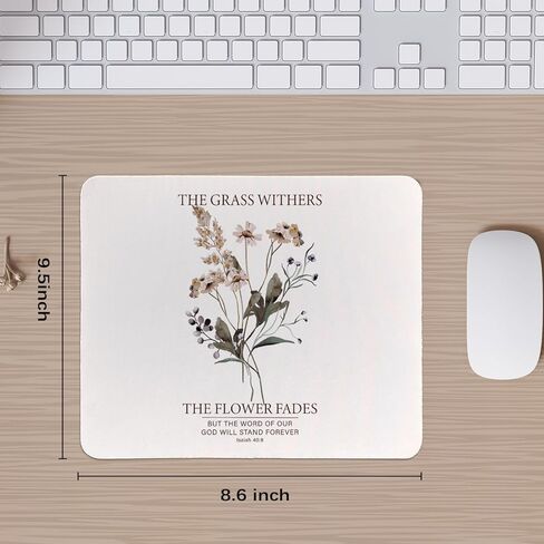 Boho Floral Christian Mouse Pad, Isaiah 40:8 Bible Verse Mouse Pads Mousepad for Home Office Dorm Laptop Computer Desk Accessories Supplies, Christian Gifts for Women, 8.7x7.1 Inch in Kuwait
