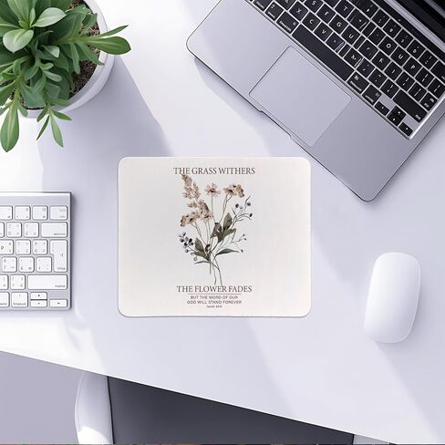 Boho Floral Christian Mouse Pad, Isaiah 40:8 Bible Verse Mouse Pads Mousepad for Home Office Dorm Laptop Computer Desk Accessories Supplies, Christian Gifts for Women, 8.7x7.1 Inch in Kuwait