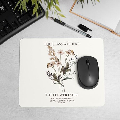 Boho Floral Christian Mouse Pad, Isaiah 40:8 Bible Verse Mouse Pads Mousepad for Home Office Dorm Laptop Computer Desk Accessories Supplies, Christian Gifts for Women, 8.7x7.1 Inch in Kuwait