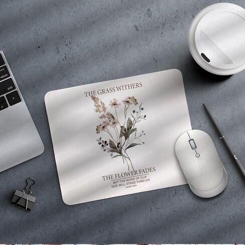 Boho Floral Christian Mouse Pad, Isaiah 40:8 Bible Verse Mouse Pads Mousepad for Home Office Dorm Laptop Computer Desk Accessories Supplies, Christian Gifts for Women, 8.7x7.1 Inch in Kuwait