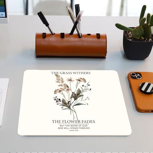 Boho Floral Christian Mouse Pad, Isaiah 40:8 Bible Verse Mouse Pads Mousepad for Home Office Dorm Laptop Computer Desk Accessories Supplies, Christian Gifts for Women, 8.7x7.1 Inch in Kuwait