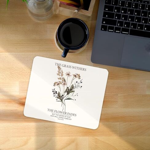 Boho Floral Christian Mouse Pad, Isaiah 40:8 Bible Verse Mouse Pads Mousepad for Home Office Dorm Laptop Computer Desk Accessories Supplies, Christian Gifts for Women, 8.7x7.1 Inch in Kuwait