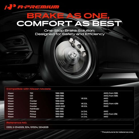 A-Premium 10.89 in (276.7 mm) Front Drilled and Slotted Disc Brake Rotors + Ceramic Pads Kit Compatible with Select Nissan Models - Frontier 98-02, Pathfinder 87-95, 720 86, D21, Pickup, 6-PC Set in Kuwait