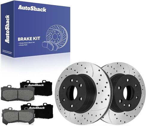 دوارات فرامل أمامية من AutoShack ومنصات سيراميك لسيارة شيفروليه وجي إم سي، كولورادو 2015-2020 كانيون 2015-2020، 4WD RWD L4 2.5L 2.8L V6 3.6L - مطلية بالكهرباء محفورة ومشقوقة - ShadowGuard - 12.2 بوصة (310 مم)، 6 عروة in Kuwait