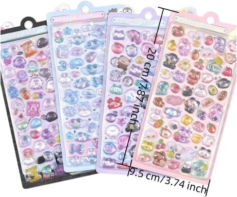 ملصقات منتفخة ثلاثية الأبعاد، ملصقات فقاعات Kawaii، ملصقات هواتف مزخرفة لأجهزة iPhone والعناصر اليومية، ملصقات لطيفة، نمط حيوانات in Kuwait