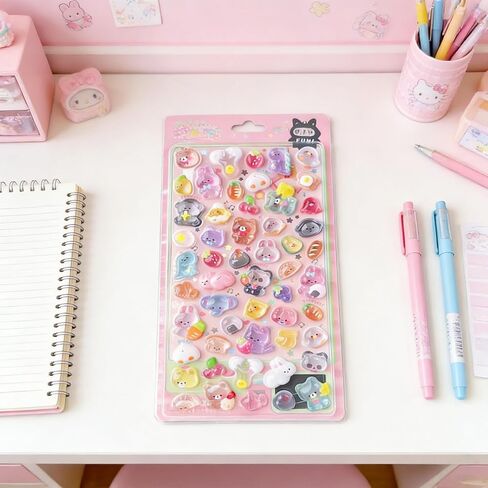 ملصقات منتفخة ثلاثية الأبعاد، ملصقات فقاعات Kawaii، ملصقات هواتف مزخرفة لأجهزة iPhone والعناصر اليومية، ملصقات لطيفة، نمط حيوانات in Kuwait