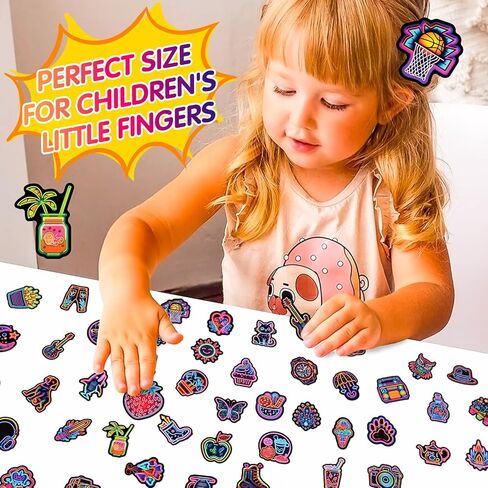 300Pcs Neon Stickers Funny Cartoon Cat Dinosaur Astronaut Unicorn Mixed Kids Scrapbook Sticker Pack Waterproof Vinyl Decals for Laptop Book Readers Water Bottles Journal in Saudi Arabia