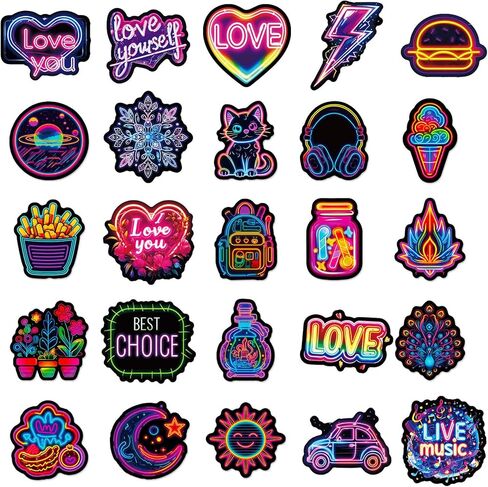 300Pcs Neon Stickers Funny Cartoon Cat Dinosaur Astronaut Unicorn Mixed Kids Scrapbook Sticker Pack Waterproof Vinyl Decals for Laptop Book Readers Water Bottles Journal in Saudi Arabia