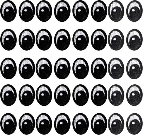 20 Pairs White Black Eyes Iron on Patch, Cute Eyes Embroidery Sew On Patches Polyester Sew on Eye Patch Decorative Cartoon Eye Patches for Clothing Hat Backpack Shoes Jacket, 0.78x0.6inch in Kuwait