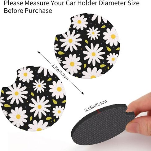 Beautiful Daisy Steering Wheel Cover Cute Daisy Steering Wheel Cover Floral Breathable Universal for 15 Inch Anti-Slip Car with 2 Pieces Car Coasters Suitable for Men Women Daisys in Kuwait