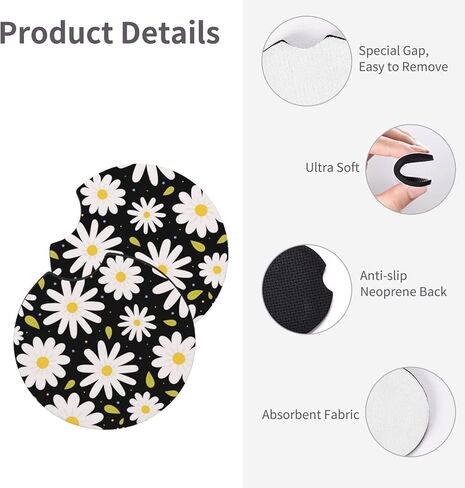 Beautiful Daisy Steering Wheel Cover Cute Daisy Steering Wheel Cover Floral Breathable Universal for 15 Inch Anti-Slip Car with 2 Pieces Car Coasters Suitable for Men Women Daisys in Kuwait