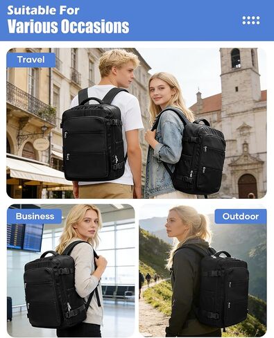 Travel Backpack For Women Men,40×30×20 Carry On Backpack Flight Approved,Casual Outdoor Daypack Laptop backpack,Black in Saudi Arabia