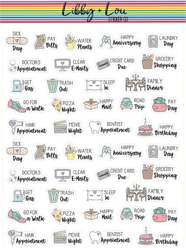 Libby and Lou Sticker Co Sampler Planner Stickers | 5" x 7" Premium Matte White Sticker Sheet in Kuwait