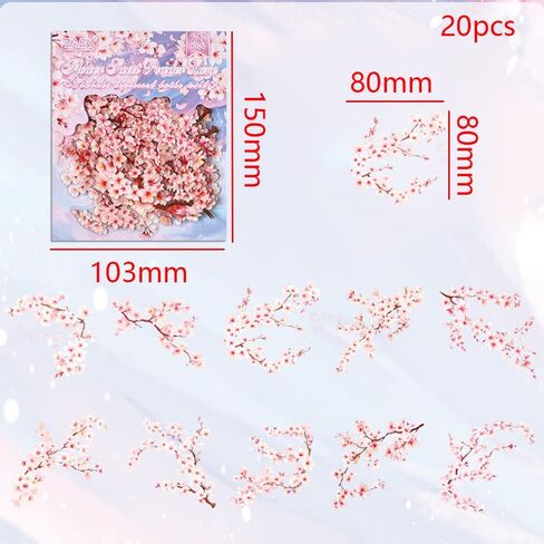 20 Vintage Floral PET Decorative Stickers, Soft Pastel Floral journaling Supplies, Suitable for Scrapbooking, Crafts, Photo Album Decoration, Collage Projects in Kuwait