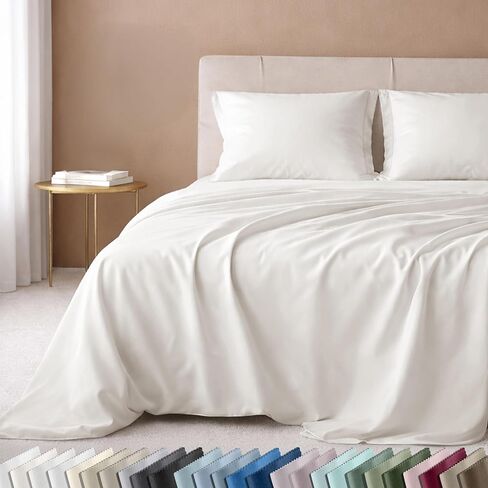 California Design Den Queen Sheet Set - Luxury 600 Thread Count Sateen, 100% Cotton Deep Pocket Queen Sheets with All Around Elastic, Hotel Quality Bedding Set - White in Saudi Arabia