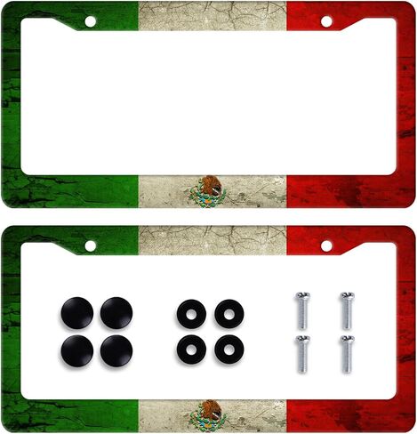 2Pack Watercolor Blue Flowers License Plate Frame Personalized Green Leaves Floral License Plate Holder for Front or Rear Car Tags Stainless Steel Car Decoration with Screws 6.2 X 12.2 inch in Saudi Arabia
