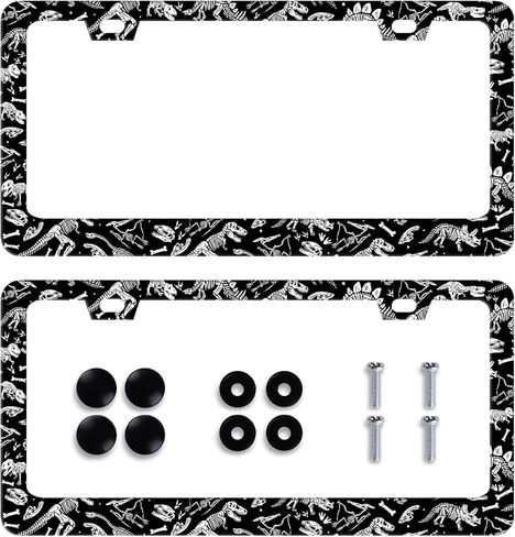 2Pack Watercolor Blue Flowers License Plate Frame Personalized Green Leaves Floral License Plate Holder for Front or Rear Car Tags Stainless Steel Car Decoration with Screws 6.2 X 12.2 inch in Saudi Arabia