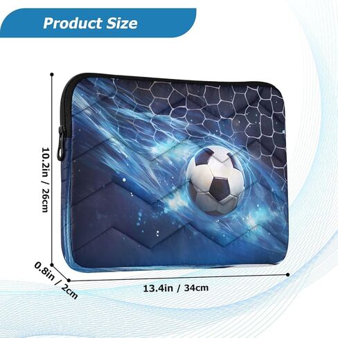 Soccer Blue Ray 13-14 Inch Laptop Sleeve Bag for Men Women Durable Protective Computer Carrying Cover with Waterproof Fabric Polyester Vertical Case for Most Monitors Tablet Notebook in Saudi Arabia