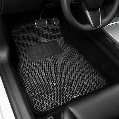 Universal Car Floor Mats, 3D Mesh Fabric All Weather Waterproof Car Floor Liners,With Anti-Slip Granule Backing&Driver Heel Pad,Efficient Dust&Dirt Resistant for Sedan,SUV,Truck,Van,Set of 4pcs in Saudi Arabia