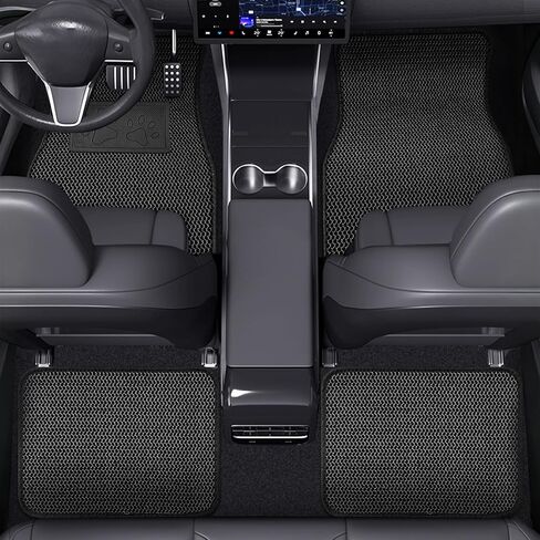 Universal Car Floor Mats, 3D Mesh Fabric All Weather Waterproof Car Floor Liners,With Anti-Slip Granule Backing&Driver Heel Pad,Efficient Dust&Dirt Resistant for Sedan,SUV,Truck,Van,Set of 4pcs in Saudi Arabia