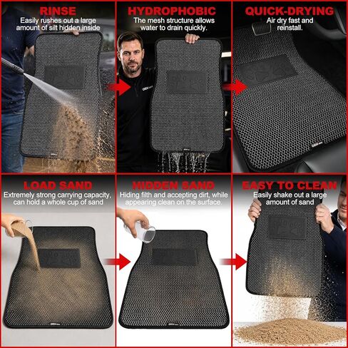 Universal Car Floor Mats, 3D Mesh Fabric All Weather Waterproof Car Floor Liners,With Anti-Slip Granule Backing&Driver Heel Pad,Efficient Dust&Dirt Resistant for Sedan,SUV,Truck,Van,Set of 4pcs in Saudi Arabia