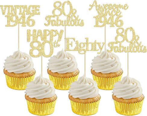 Gyufise 30Pcs Happy 90th Birthday Cupcake Toppers Glitter Awesome Since 1936 Ninety 90 Fabulous Vintage 1936 Cupcake Picks for 90th Birthday Anniversary Retirement Party Supplies Rose Gold in Kuwait
