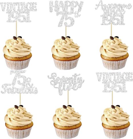 Gyufise 30Pcs Happy 90th Birthday Cupcake Toppers Glitter Awesome Since 1936 Ninety 90 Fabulous Vintage 1936 Cupcake Picks for 90th Birthday Anniversary Retirement Party Supplies Rose Gold in Kuwait