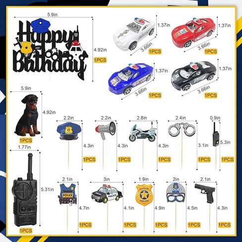 17 PCS Police Cake Topper Police Cake Decorations for Baby Shower Party Supplies in Saudi Arabia