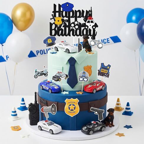 17 PCS Police Cake Topper Police Cake Decorations for Baby Shower Party Supplies in Saudi Arabia