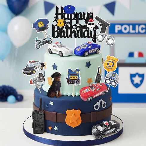 17 PCS Police Cake Topper Police Cake Decorations for Baby Shower Party Supplies in Saudi Arabia