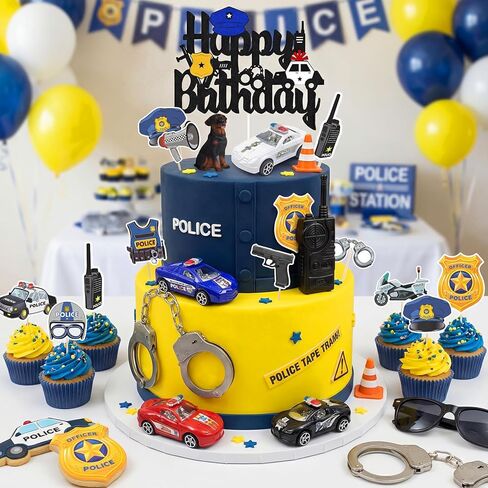 17 PCS Police Cake Topper Police Cake Decorations for Baby Shower Party Supplies in Saudi Arabia