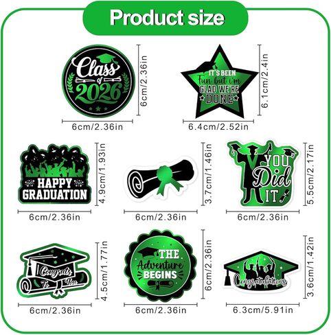 48 Pcs Graduation Decorations 2026 Graduation Cake Topper Congrats Grad Class of 2026 Grad Cap Green Gold Foil Paper Cupcake Toppers Graduation Party Decorations in Kuwait