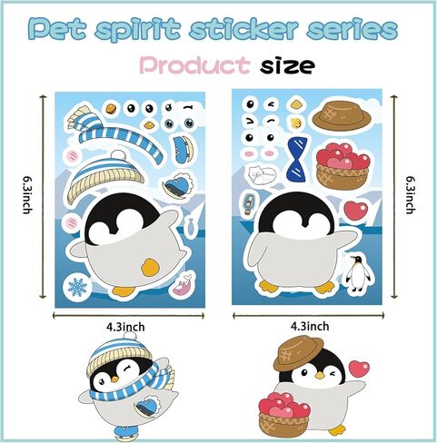 LOOAEFX 24Sheet Make a Penguin Face Sticker Kit - Winter Crafts for Boy and Girl, Make Your Own Sticker Activity, Christmas Classroom Party Favors & Goodie Bag Stuffers in Saudi Arabia