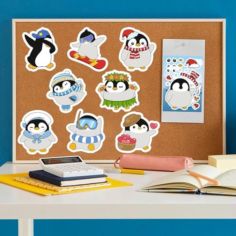 LOOAEFX 24Sheet Make a Penguin Face Sticker Kit - Winter Crafts for Boy and Girl, Make Your Own Sticker Activity, Christmas Classroom Party Favors & Goodie Bag Stuffers in Saudi Arabia