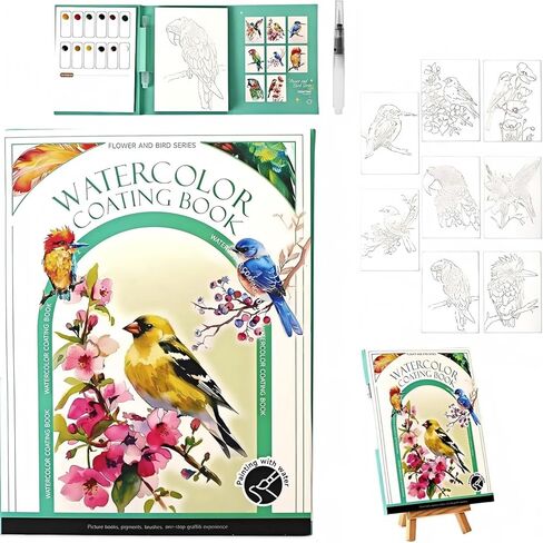 Watercolor Workbook with Paints, 2026 New 3-Fold Portable Watercolor Painting Kit for Adults and Kids, Thick Anti-Bleed Paper Art Book for Travel and Relaxation, 8 Pre-Printed Sheets and Brush in Saudi Arabia