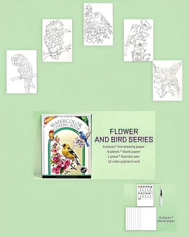 Watercolor Workbook with Paints, 2026 New 3-Fold Portable Watercolor Painting Kit for Adults and Kids, Thick Anti-Bleed Paper Art Book for Travel and Relaxation, 8 Pre-Printed Sheets and Brush in Saudi Arabia