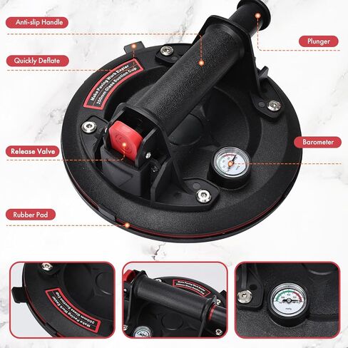 Heavy Duty Vacuum Suction Cup Lifter for Glass, Air Conditioner, Washing Machine, Refrigerator with Pressure Gauge(ZANSONG-6-1) in Saudi Arabia