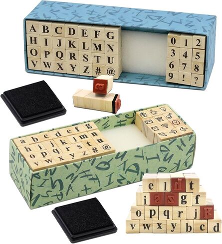 80 Pieces Small Wooden Letter Stamps Mini Number Alphabet Rubber Stamps for Crafting Wood Rubber Stamp for Card Making Scrapbooking & DIY Projects (2) in Saudi Arabia