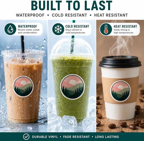 Custom Stickers for Cups with Your Logo – 3" Inch Waterproof Vinyl Labels for Coffee, Smoothies & Drinks – Full Color Custom Branding for Small Business - Personalized for Cups, Bottles and Packaging in Saudi Arabia