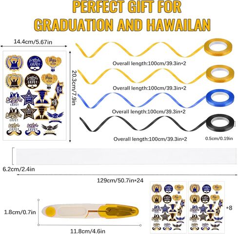 Roll Poly Tubing, Graduation Candy Lei Kit Class of 2025 DIY Hawaiian Candy Lei Making Kit Includes 24 Pcs Candy Lei Bags 4 Rolls Ribbons 144 Pcs Paper Cut for Party Gift in Saudi Arabia